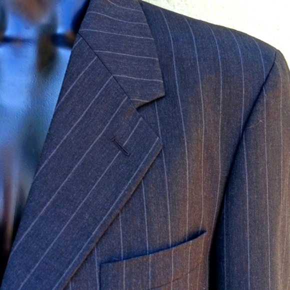 DAVID BIOS MEN'S PIN STRIPED (3) BUTTON WOOL BLEND LUX BLAZER - Picture 4 of 17